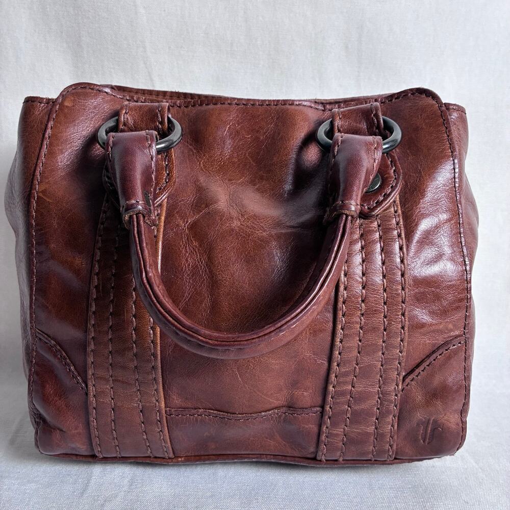 Frye Leather Satchel Purse Cognac Brown Western Boho Coastal Cowgirl Chic - Picture 4 of 12